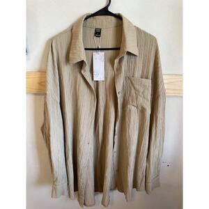 Emery Rose Long sleeve Button Down Brown Long Sleeve Shirt Size Large